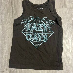 Joe Fresh Black Tank Top with Blue Graphic